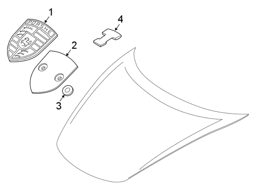 Diagram HOOD. EXTERIOR TRIM. for your 2019 Porsche 718 Cayman   