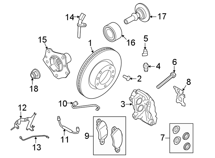 Diagram Front suspension. Brake components. for your Porsche Cayenne  