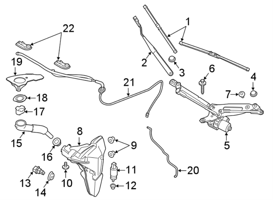 Diagram WINDSHIELD. WIPER & WASHER COMPONENTS. for your 2003 Porsche Cayenne   