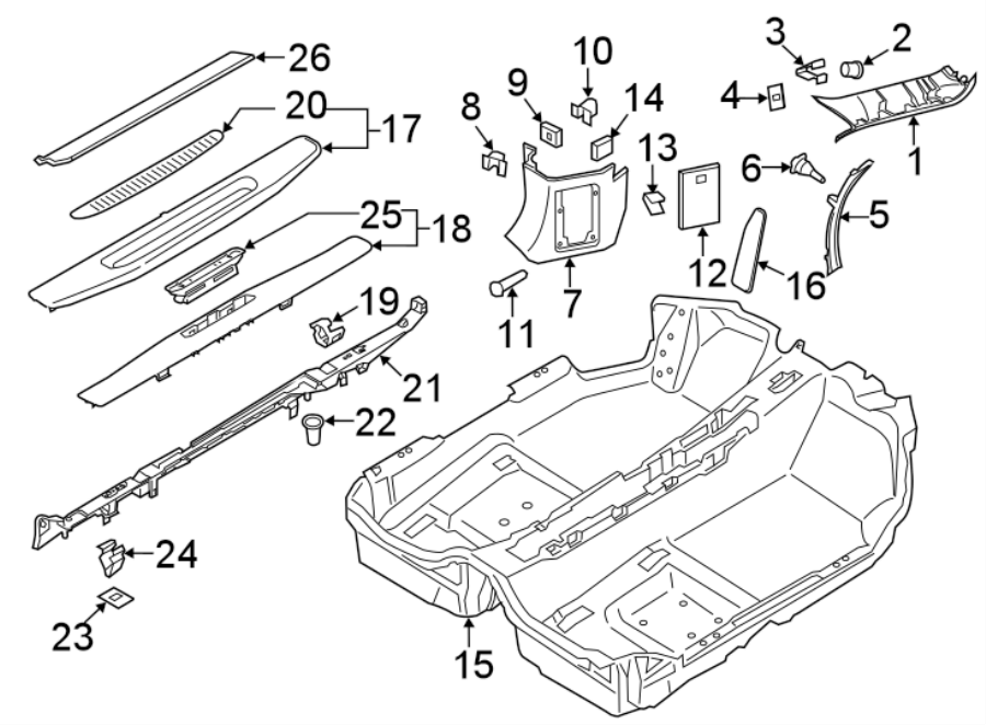 Diagram PILLARS. ROCKER & FLOOR. INTERIOR TRIM. for your 2021 Porsche 718 Boxster   