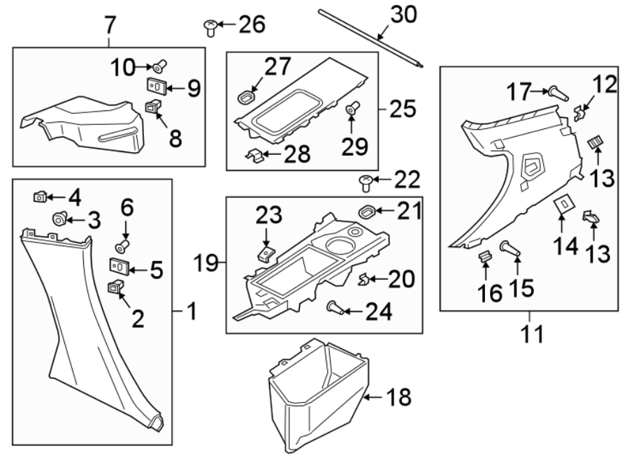 Diagram QUARTER PANEL. INTERIOR TRIM. for your Porsche 718 Cayman  