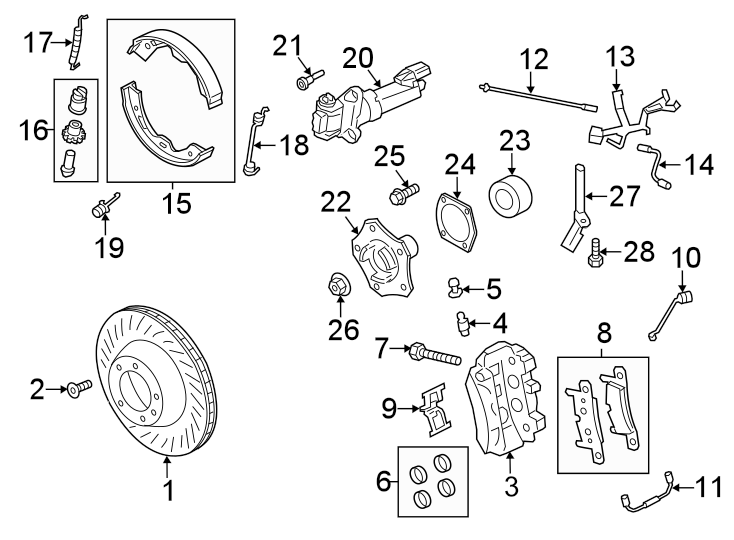 9Rear suspension. Brake components.https://images.simplepart.com/images/parts/motor/fullsize/6970622.png