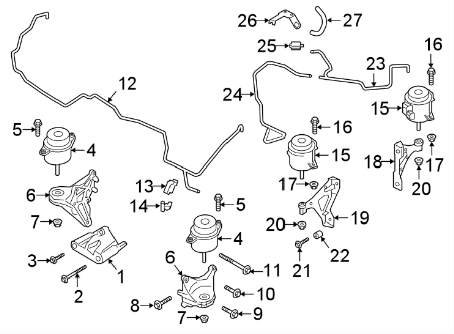 Diagram ENGINE MOUNTING. for your 2011 Porsche Cayenne   