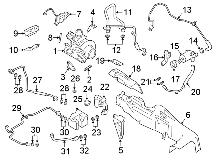 Diagram TURBOCHARGER & COMPONENTS. for your 2016 Porsche Cayenne  GTS Sport Utility 