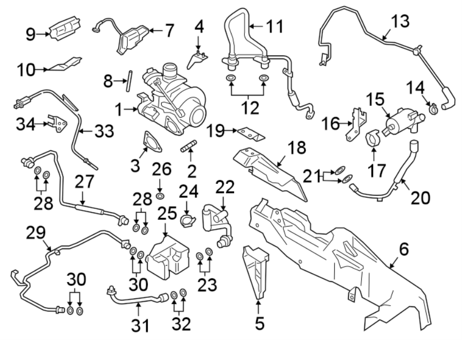 Diagram TURBOCHARGER & COMPONENTS. for your 2016 Porsche Cayenne  GTS Sport Utility 