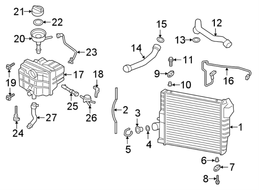 Diagram RADIATOR & COMPONENTS. for your 2021 Porsche Cayenne  Coupe Sport Utility 