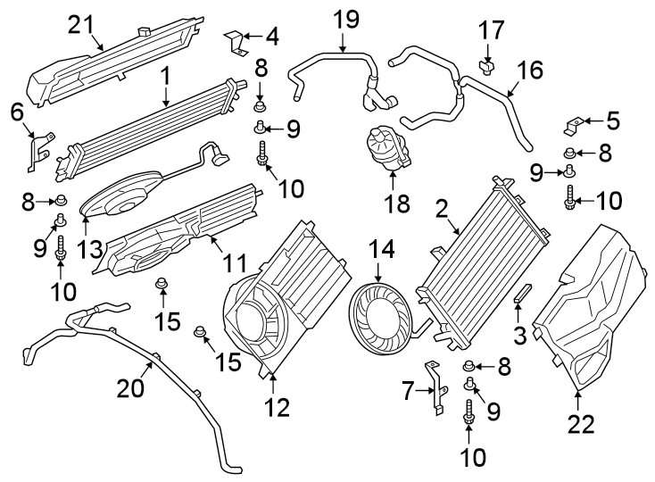 Diagram Quarter panel. Radiator & components. for your 2020 Porsche Cayenne   