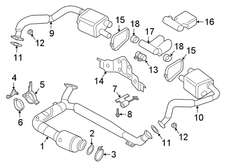 Diagram EXHAUST SYSTEM. EXHAUST COMPONENTS. for your 2012 Porsche Cayenne   