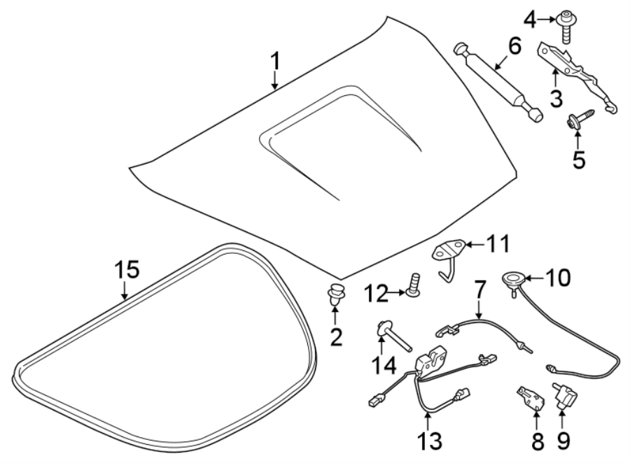 Diagram ENGINE LID. LID & COMPONENTS. for your 2008 Porsche Cayenne   