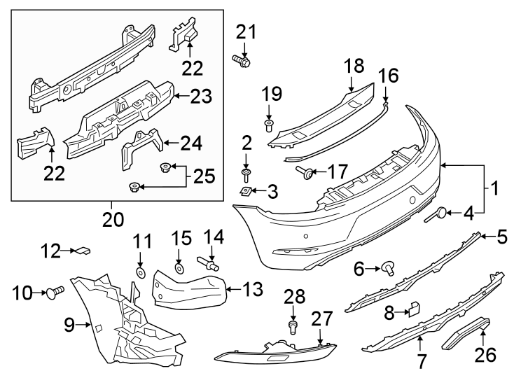 Diagram REAR BUMPER. BUMPER & COMPONENTS. for your 2009 Porsche Cayman   