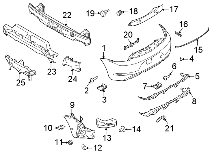 Diagram Rear bumper. Bumper & components. for your 2009 Porsche Cayman   