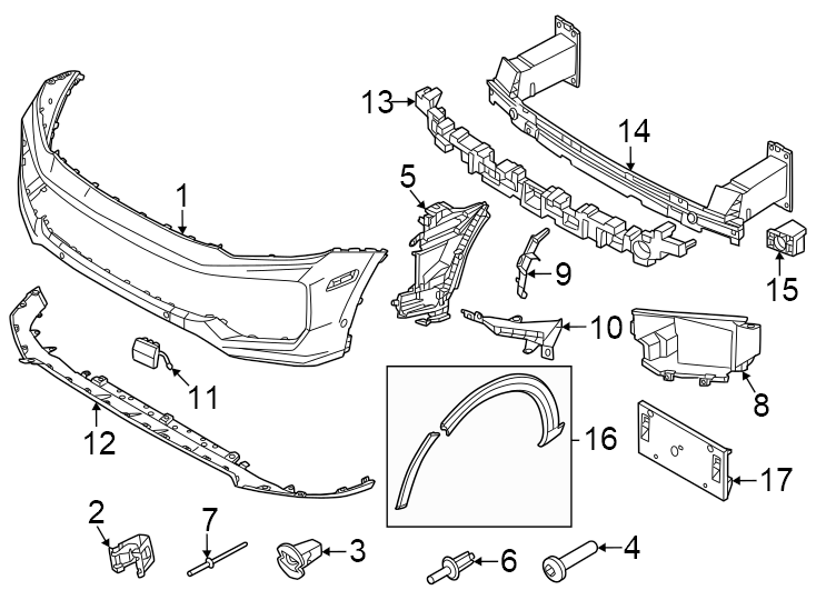 Diagram Front bumper & grille. Bumper & components. for your Porsche