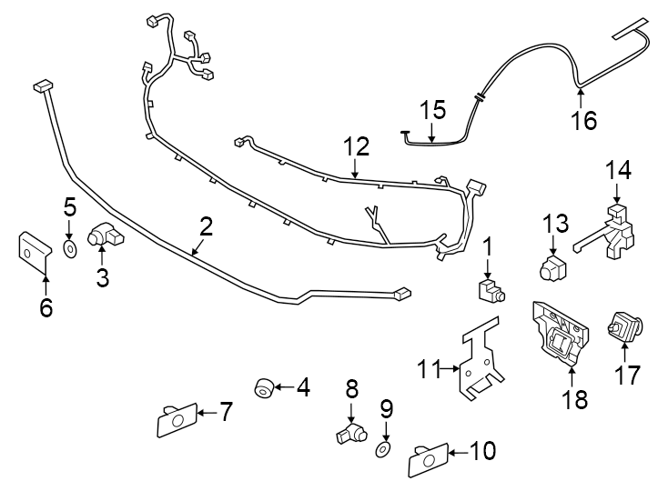 Diagram Front bumper & grille. Electrical components. for your 2021 Porsche Cayenne   