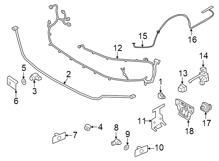 Diagram Front bumper & grille. Electrical components. for your 2021 Porsche Cayenne   