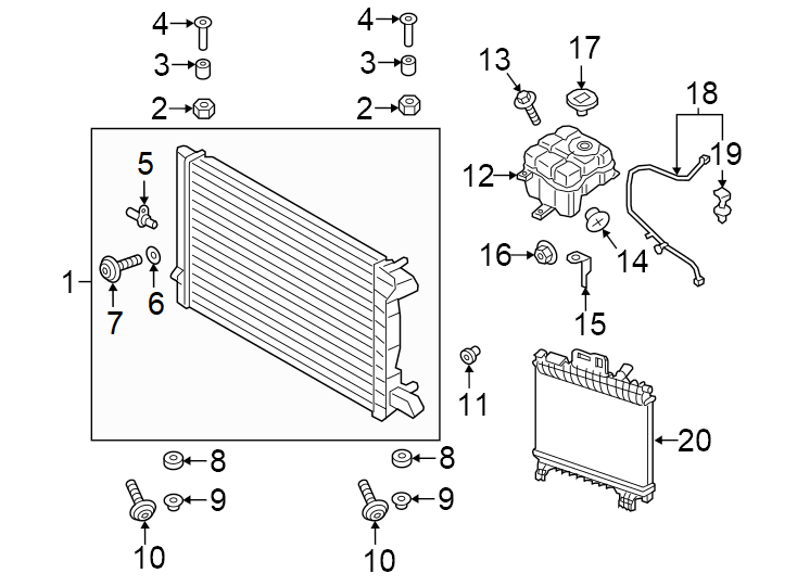 Diagram Radiator & components. for your 2024 Porsche Cayenne   