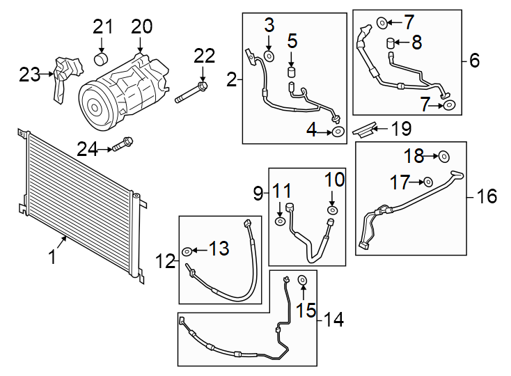 Diagram Air conditioner & heater. Compressor & lines. Condenser. for your 2010 Porsche Cayenne   