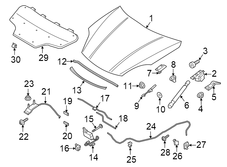 Diagram Hood & components. for your 2024 Porsche Cayenne  E-Hybrid Coupe Sport Utility 