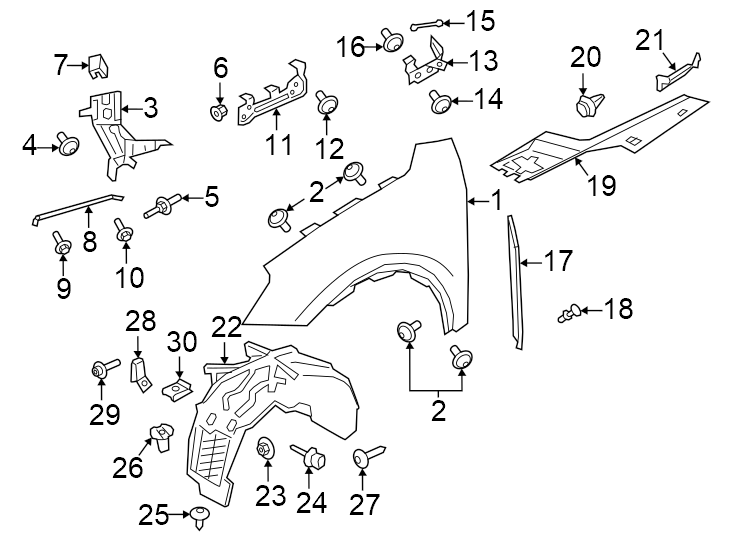 Diagram Fender & components. for your 2006 Porsche Cayenne  Base Sport Utility 