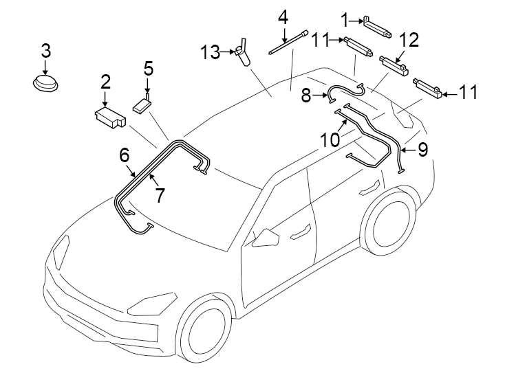 1Aerial. C-pillar. Gsm. Lift gate inner. Lift gate outer. Phone. Satellite. Tracking. Tuner.https://images.simplepart.com/images/parts/motor/fullsize/6971265.png