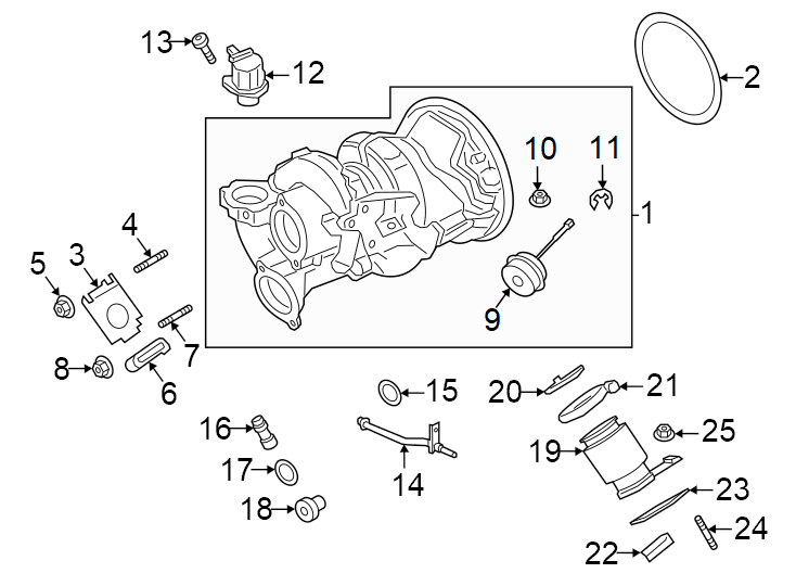 Diagram Engine / transaxle. Turbocharger & components. for your 2024 Porsche Cayenne  E-Hybrid Sport Utility 