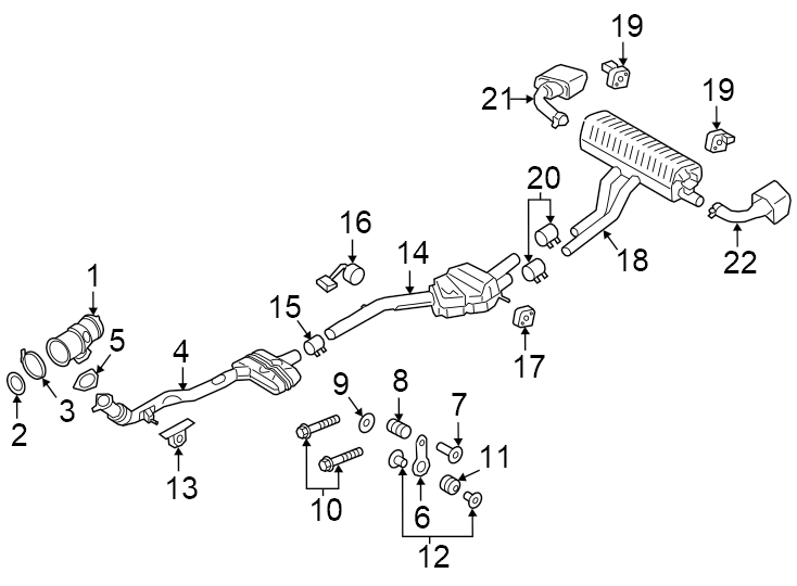 Diagram Exhaust system. Exhaust components. for your 2024 Porsche Cayenne  S E-Hybrid Coupe Sport Utility 