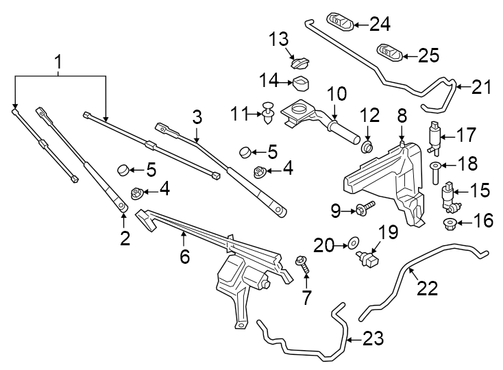 Diagram Windshield. Wiper & washer components. for your 2015 Porsche Cayenne  Turbo Sport Utility 