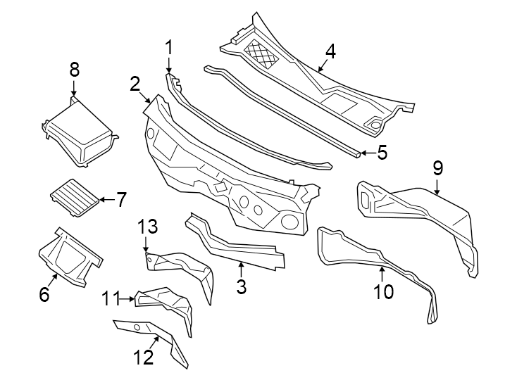 Diagram Cowl. for your 2021 Porsche Taycan   