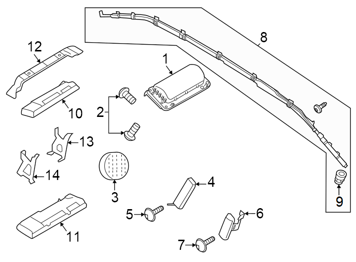 Diagram Restraint systems. Air bag components. for your 2024 Porsche Cayenne 3.0L V6 PLUG-IN HYBRID EV-GAS (PHEV) A/T S E-Hybrid Coupe Sport Utility 