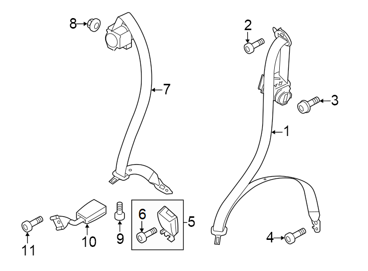 11Restraint systems. Rear seat belts.https://images.simplepart.com/images/parts/motor/fullsize/6971557.png