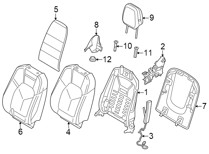 9Chalk. Inner. Outer. Partial leather. Seat back. Slate. Smooth leather. Standard seats. W/CREST. W/O crest. W/O rear seat entertainment. W/REAR seat entertainment.https://images.simplepart.com/images/parts/motor/fullsize/6971562.png