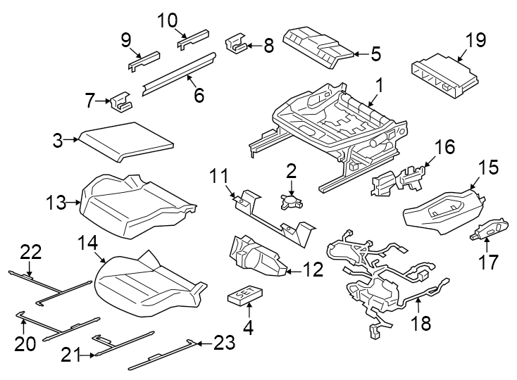 23Chalk. CLUB leather. Comfort seats. Inner. Outer. Rear. Seat cushion. Smooth leather. W/MASSAGE seat. W/O vented seats. W/VENTED seats.https://images.simplepart.com/images/parts/motor/fullsize/6971565.png