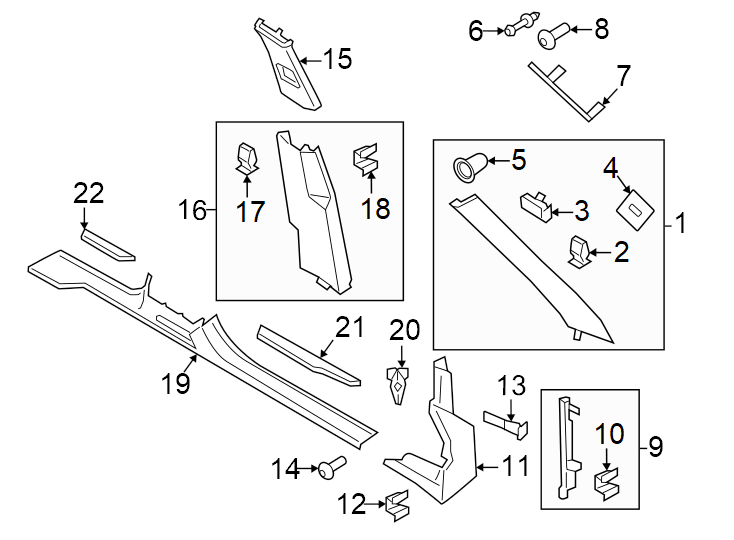 15Pillars. Rocker & floor. Interior trim.https://images.simplepart.com/images/parts/motor/fullsize/6971630.png