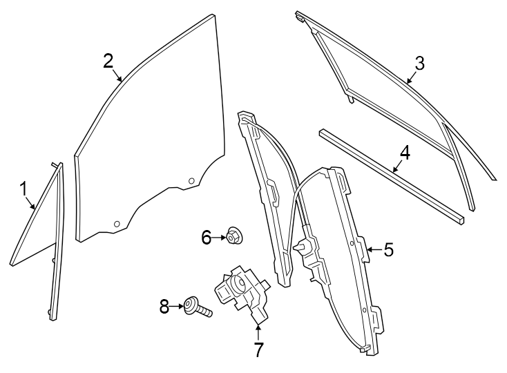 Diagram Front door. Glass & hardware. for your 2024 Porsche Cayenne  S E-Hybrid Coupe Sport Utility 