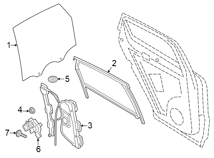 Diagram Rear door. Glass & hardware. for your 2024 Porsche Cayenne  S E-Hybrid Sport Utility 