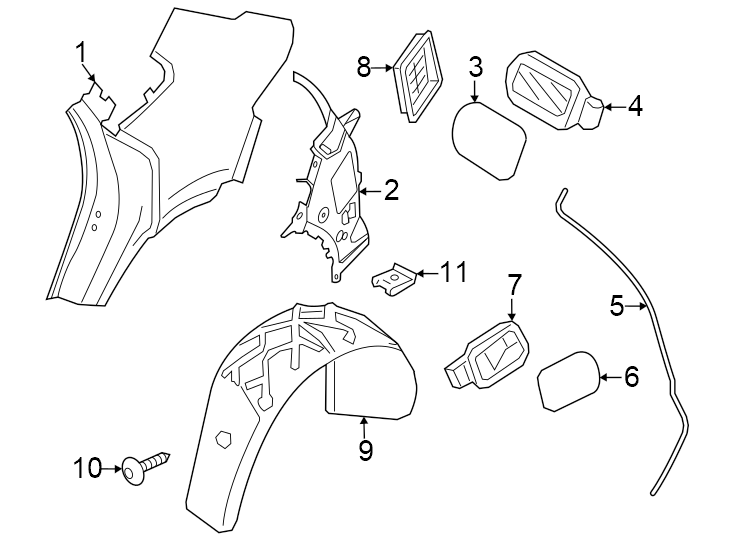 Diagram Quarter panel & components. for your 2015 Porsche Cayenne   