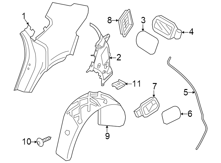 Diagram Quarter panel & components. for your 2013 Porsche Cayenne   