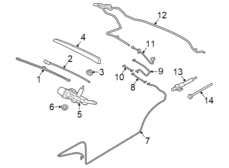 Diagram Lift gate. Rear wiper components. for your 2023 Porsche Cayenne  S Coupe Platinum Edition Sport Utility 