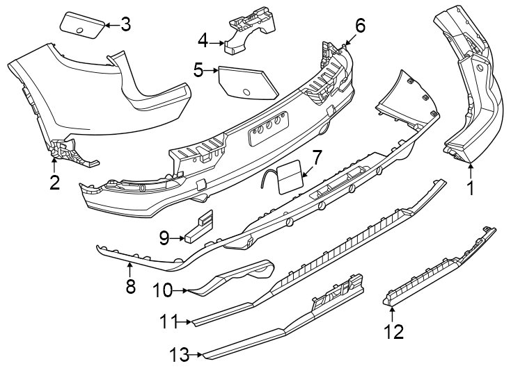 13Cover & trim. Stainless steel. W/O sport design. W/O tow package. W/O tow pkg. W/O turbo. W/TOW package.https://images.simplepart.com/images/parts/motor/fullsize/6971850.png