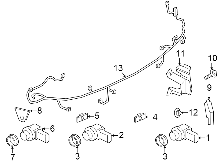 Diagram Rear bumper. Electrical components. for your 2024 Porsche Cayenne   