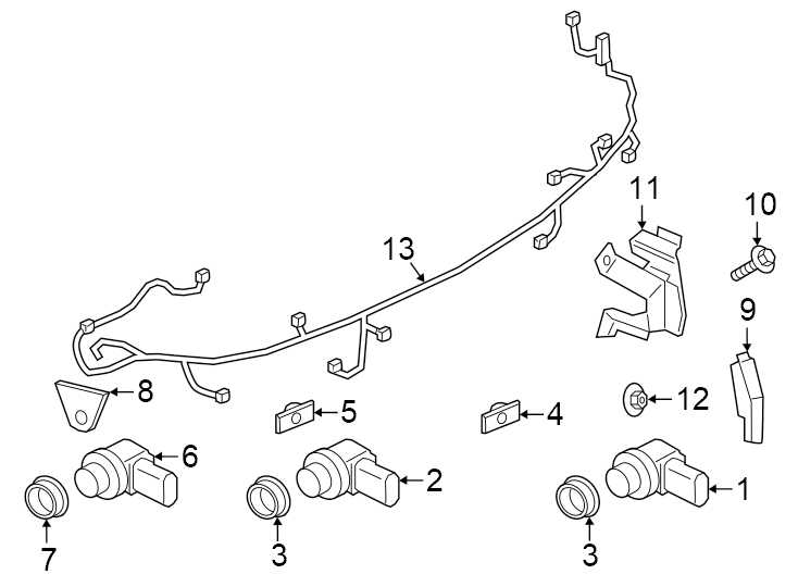 Diagram Rear bumper. Electrical components. for your 2024 Porsche Cayenne   