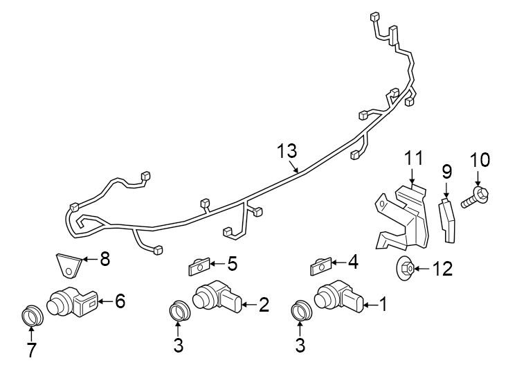 Diagram Rear bumper. Electrical components. for your 2024 Porsche Cayenne   