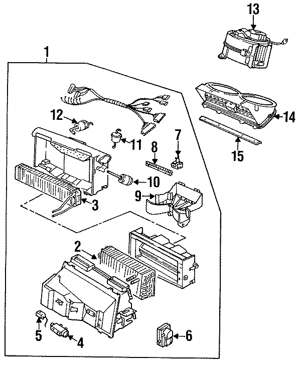 Diagram AIR CONDITIONER & HEATER. EVAPORATOR & HEATER COMPONENTS. for your 2006 Porsche Cayenne 3.2L V6 M/T Base Sport Utility 