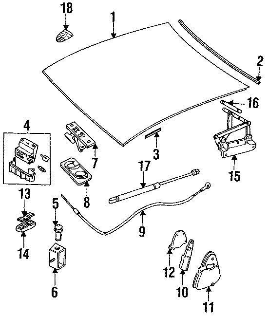 Diagram HOOD & COMPONENTS. for your 2005 Porsche Cayenne   