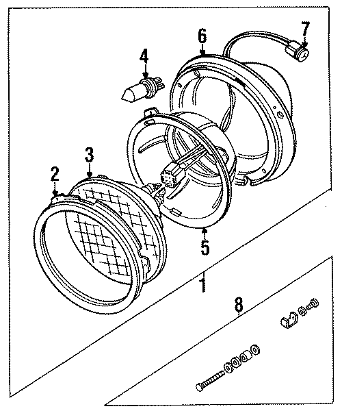 Diagram FRONT LAMPS. HEADLAMP COMPONENTS. for your 1996 Land Rover Discovery  SD Sport Utility 