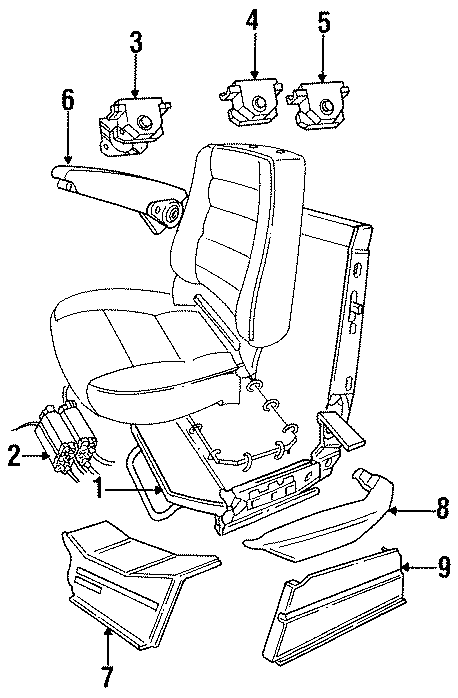 Full size assembly image of SEATS & TRACKS. SEATS & TRACK COMPONENTS. (1/1)