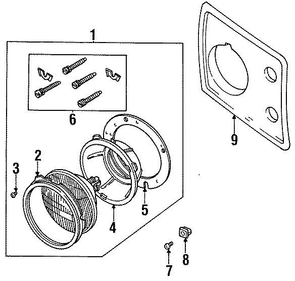 Diagram FRONT LAMPS. HEADLAMP COMPONENTS. for your 1996 Land Rover Discovery  SD Sport Utility 