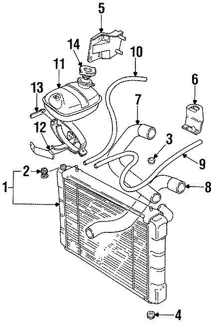 Diagram RADIATOR & COMPONENTS. for your 1994 Land Rover Defender 90   