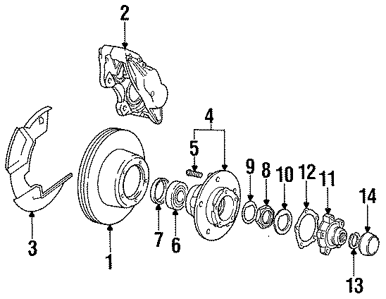 Diagram FRONT SUSPENSION. BRAKE COMPONENTS. for your 2000 Land Rover Discovery   