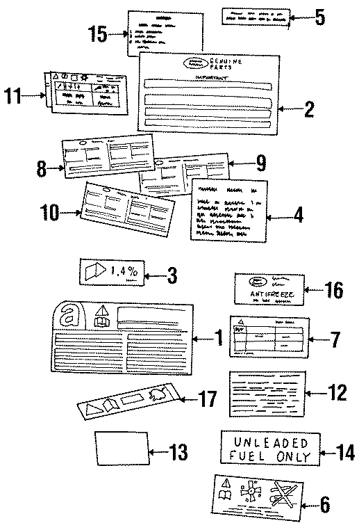 Diagram INFORMATION LABELS. for your 1994 Land Rover Discovery   