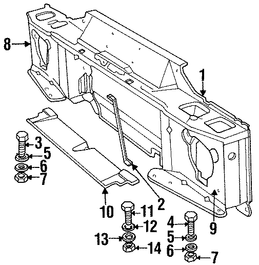 Diagram RADIATOR SUPPORT. for your 1995 Land Rover